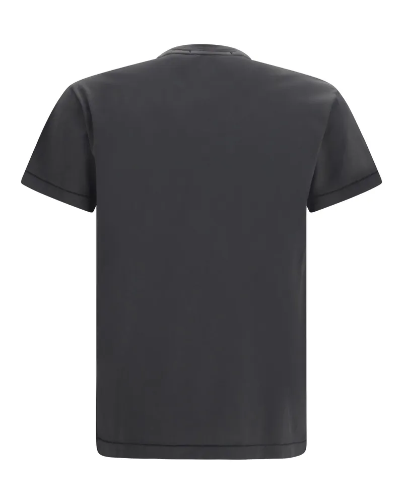 Stone Island Men's Logo Patch T-Shirt Lead Grey Cotton T-Shirts And Polos Gray