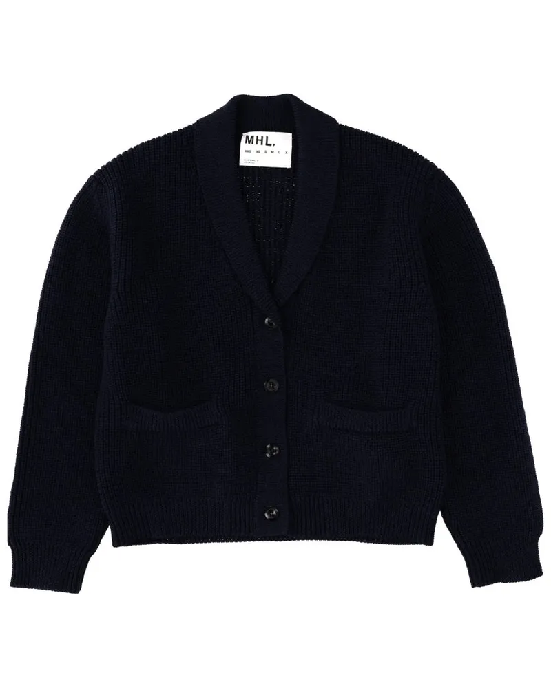 Margaret Howell Merino Wool Cardigan — Blue Blue
