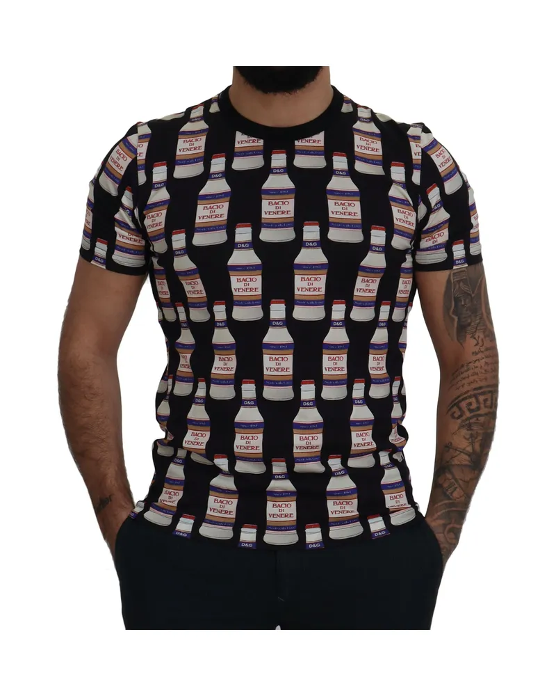 Dolce & Gabbana Men's Black Bacio Di Venere Cotton Crew T-Shirt Black