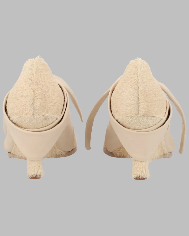 Uma Wang Leather Strap Pump — Beige Beige
