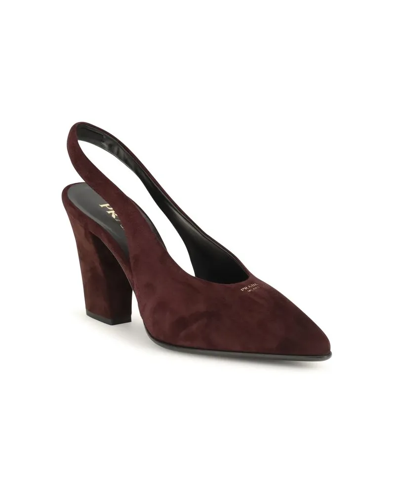 Prada Suede Slingback Pump — Burgundy 