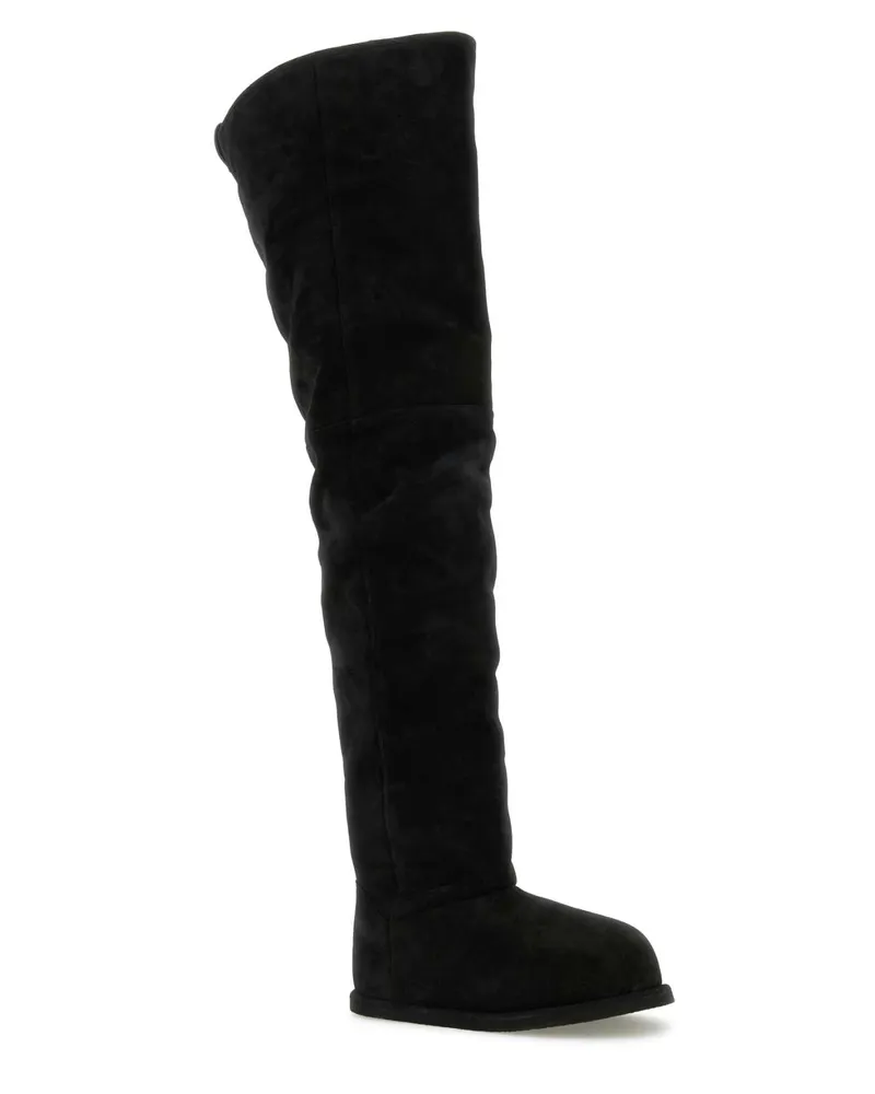 Amina Muaddi Women's Black Suede Heidi Over-The-Knee Boots Blkivory Stivali Black