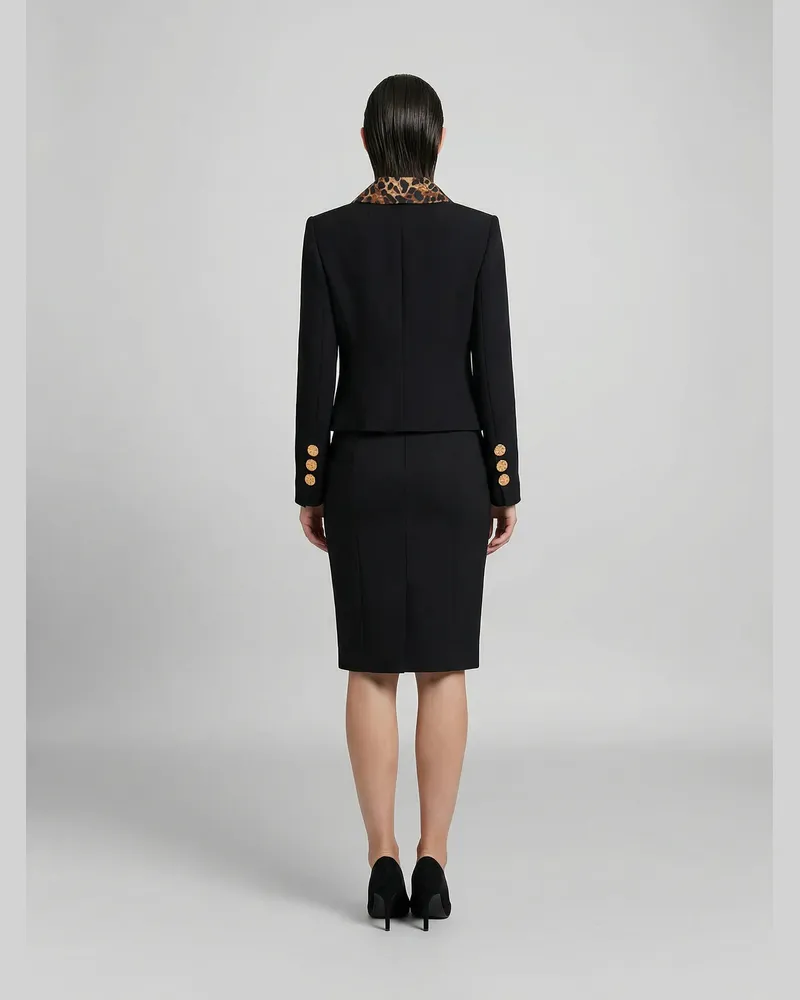Dolce & Gabbana Leopard-Print Jacquard Blazer — Black Black