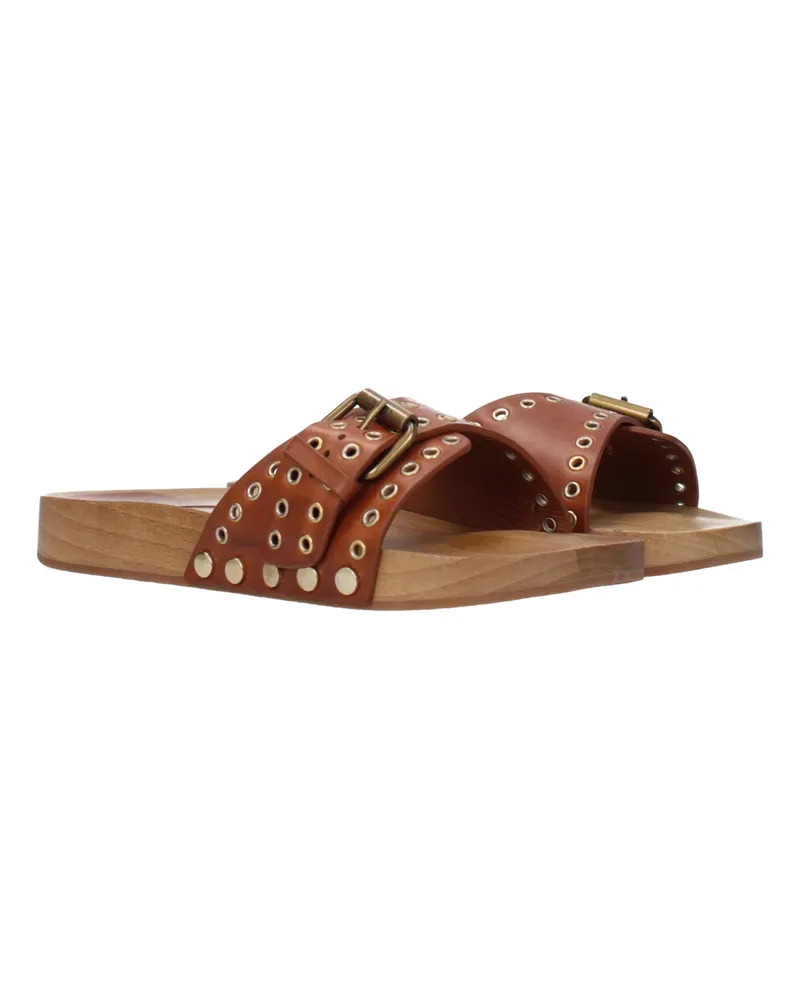 Isabel Marant Women's Brown Leather Slippers Brown