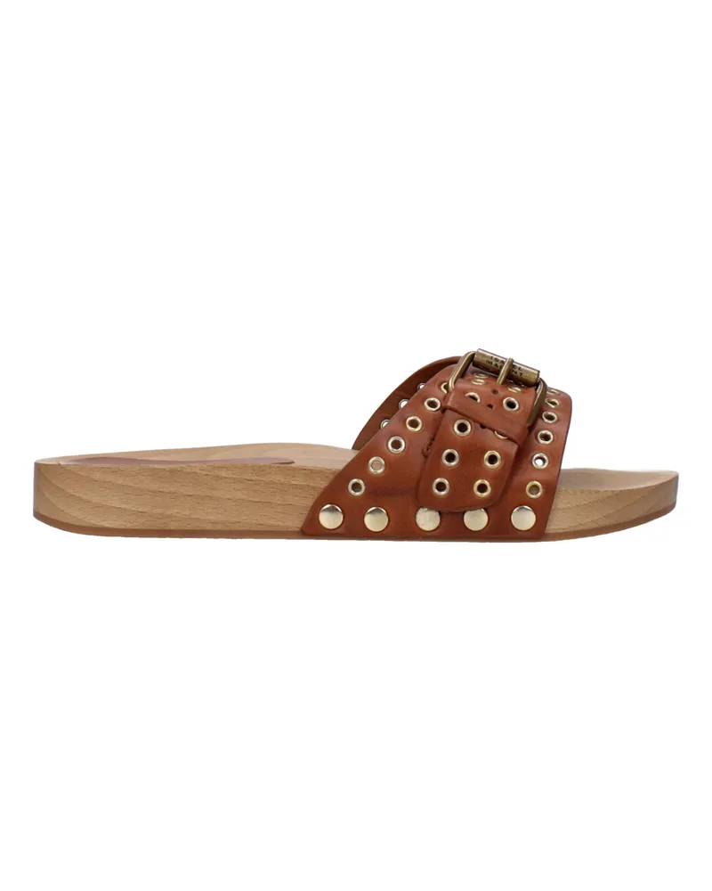 Isabel Marant Women's Brown Leather Slippers Brown