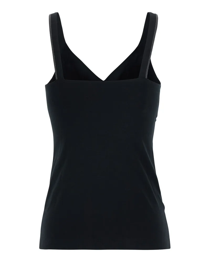 Brunello Cucinelli Women's V-Neck Tank Top Black Cotton Black