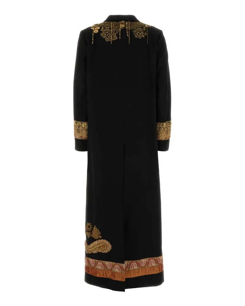 Dries van Noten Embroidered-Trim Coat — Black Black