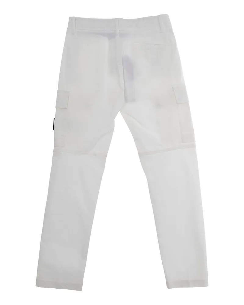Stone Island Boys' Pants Kids White Stretch Cotton Trousers White