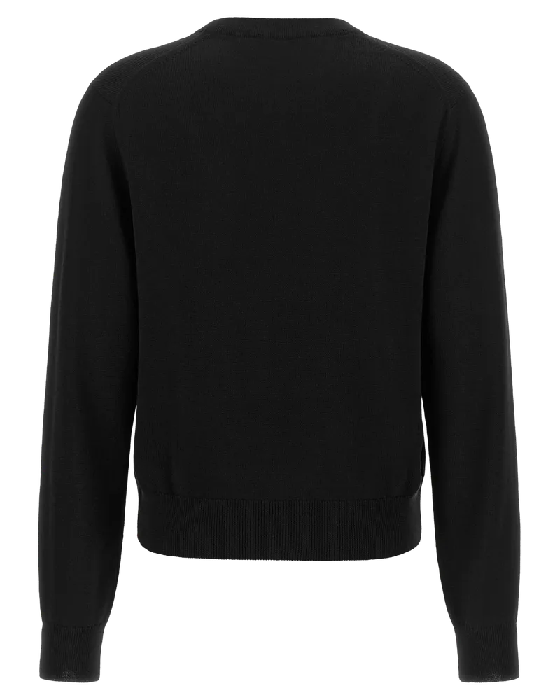 Kitsuné Logo-Embroidered Merino Wool Sweater — Black Black