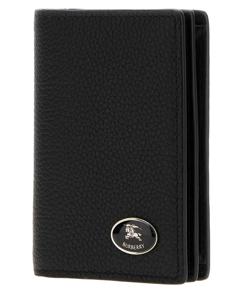 Burberry Men's Black Leather Card Holder Exterior: Calf Portafogli Wallet Black