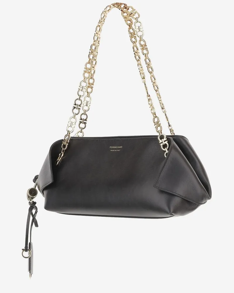 Ferragamo Women's Leather Shoulder Bag Black Black