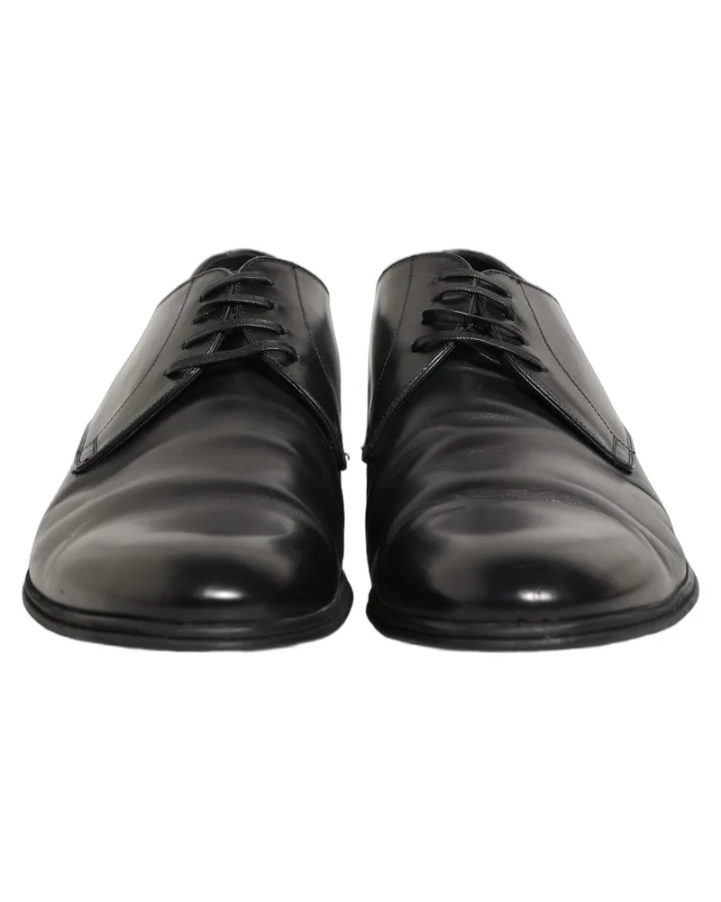 Dolce & Gabbana Black Leather Men Derby Dress Formal Shoes Calf Black