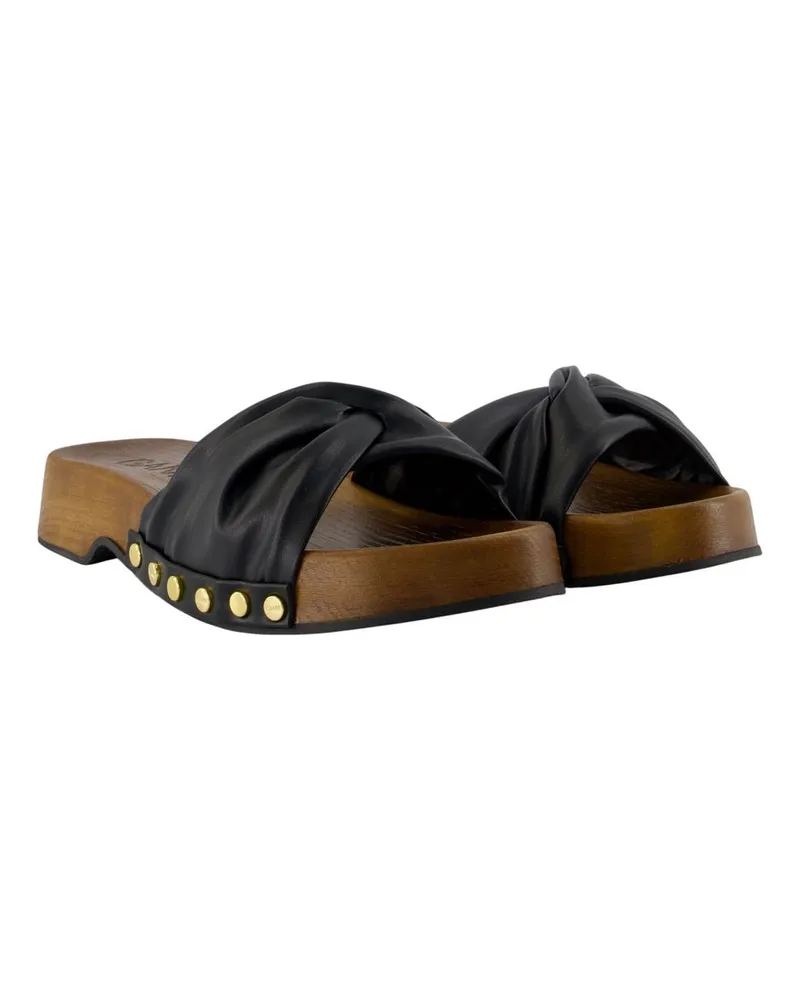 Ganni Women's Tia Fairy Mules -  Leather Black Calfskin Shoes Flat-Shoes Black