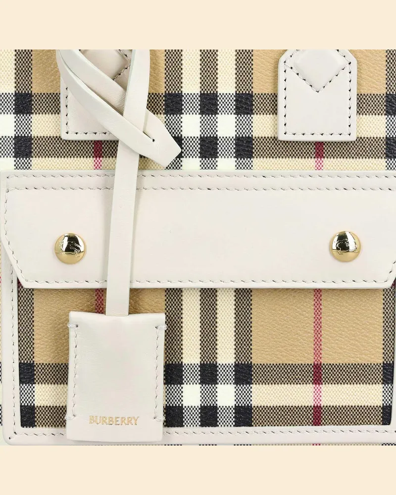 Burberry Plaid Check Canvas Tote Bag — Beige Beige