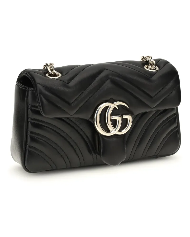 Gucci Chevron Quilted Shoulder Bag — Black Black
