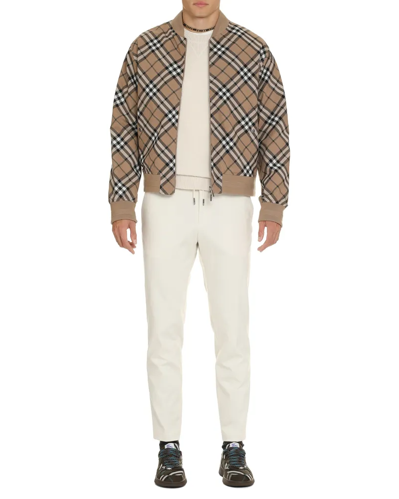 Burberry Men's Wool Bomber-Style Jacket Beige Bomber Beige