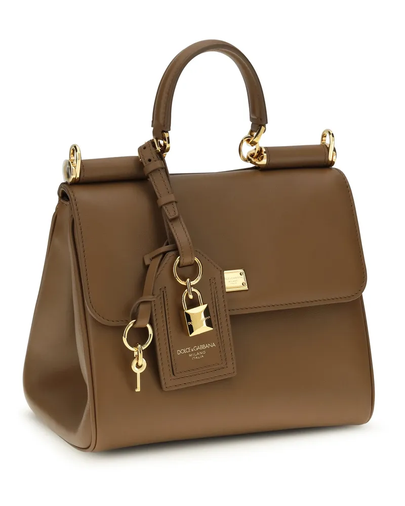 Dolce & Gabbana Women's My Sicily Handbag Caramello Calf Suede; Pvc Shoulder Bags Brown