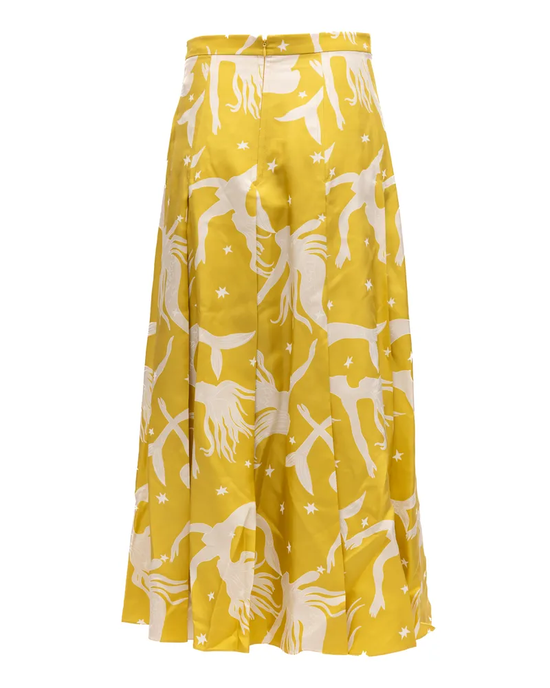 Valentino Garavani Mermaid-Print Maxi Skirt — Yellow Yellow