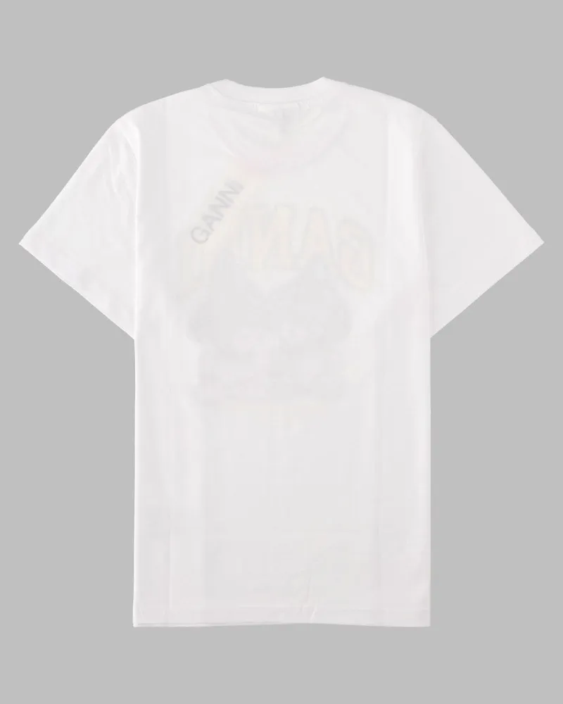 Ganni Printed Organic Cotton T-Shirt — White White