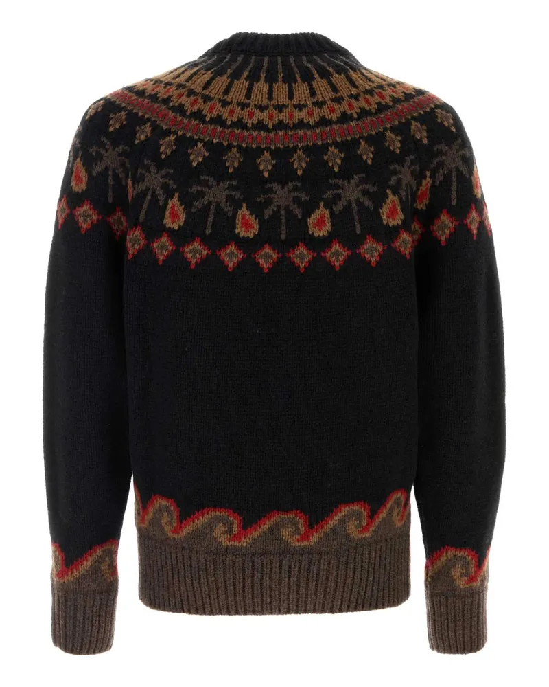 Alanui Men Embroidered Wool Sweet Winter Sweater Blackmulticolor Exterior: Virgin Maglie Black