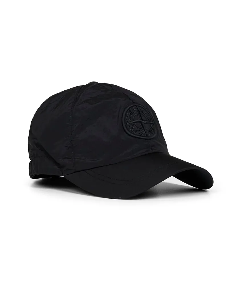 Stone Island Men's Baseball Cap Nylon Black Polyamide Hat Black