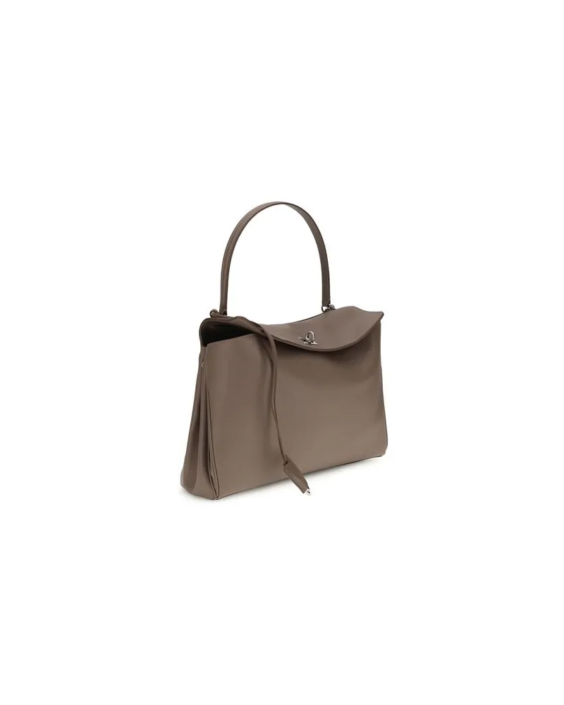 Balenciaga Women's Gray Calf Leather Bos Taurus Shoulder Bag Gray