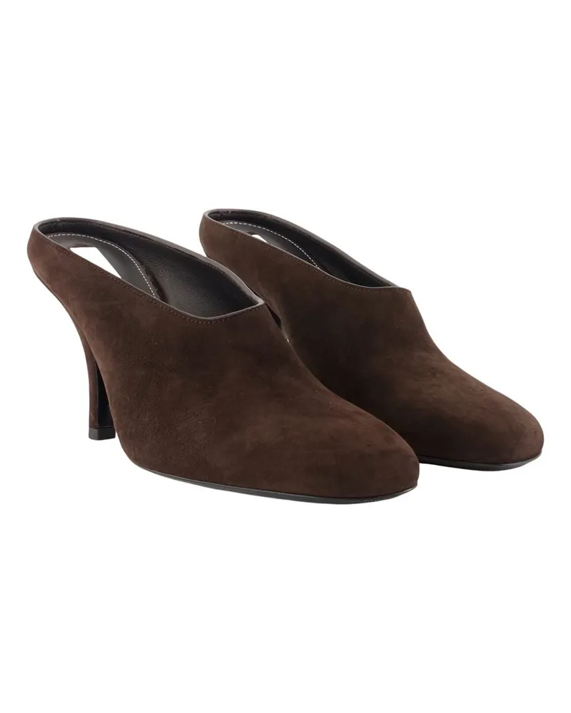 Totême Women's Contour Mules -  Leather Brown Calfskin Shoes Brown