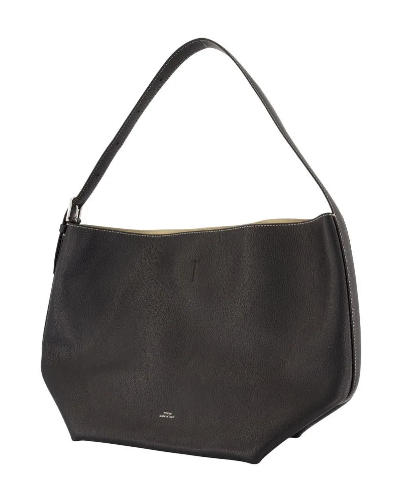 Totême Women's Medium Belted Shopper Bag -  Leather Black Calfskin Totes-Shopping-Bags Black