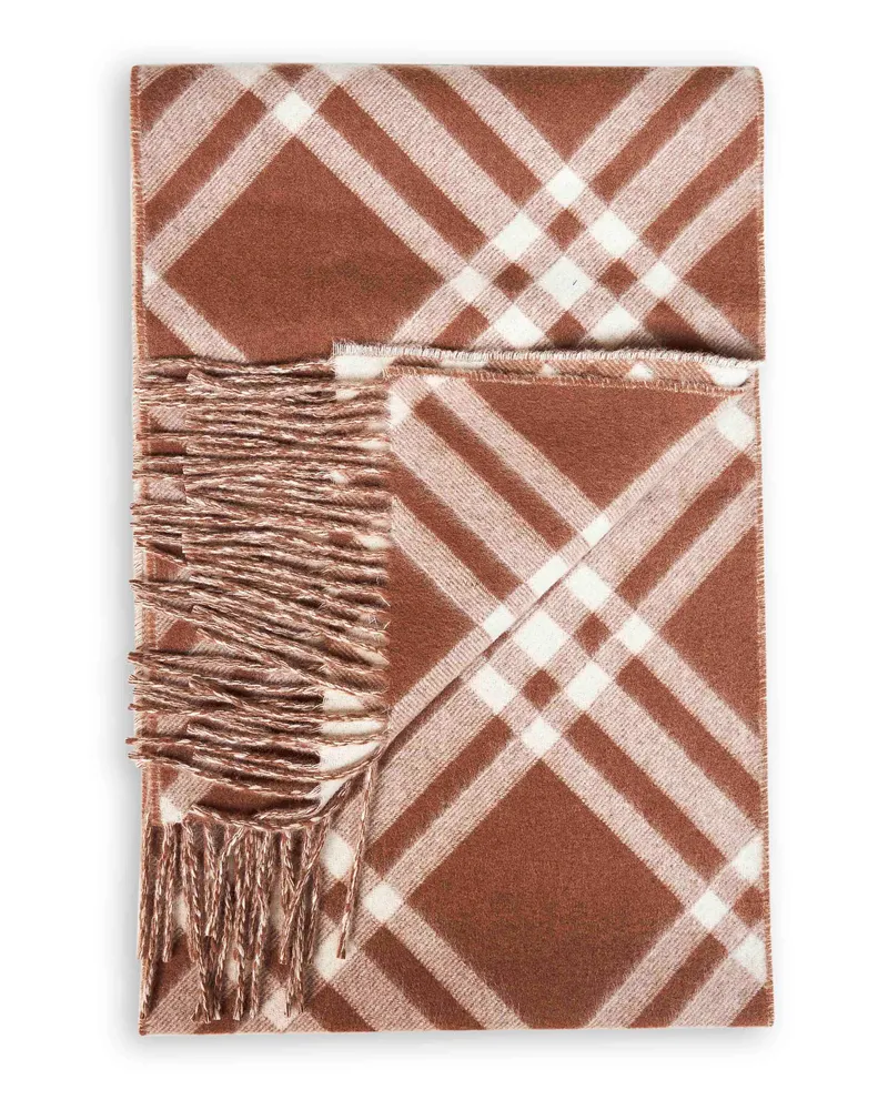 Burberry Cashmere Check Scarf — Brown Brown