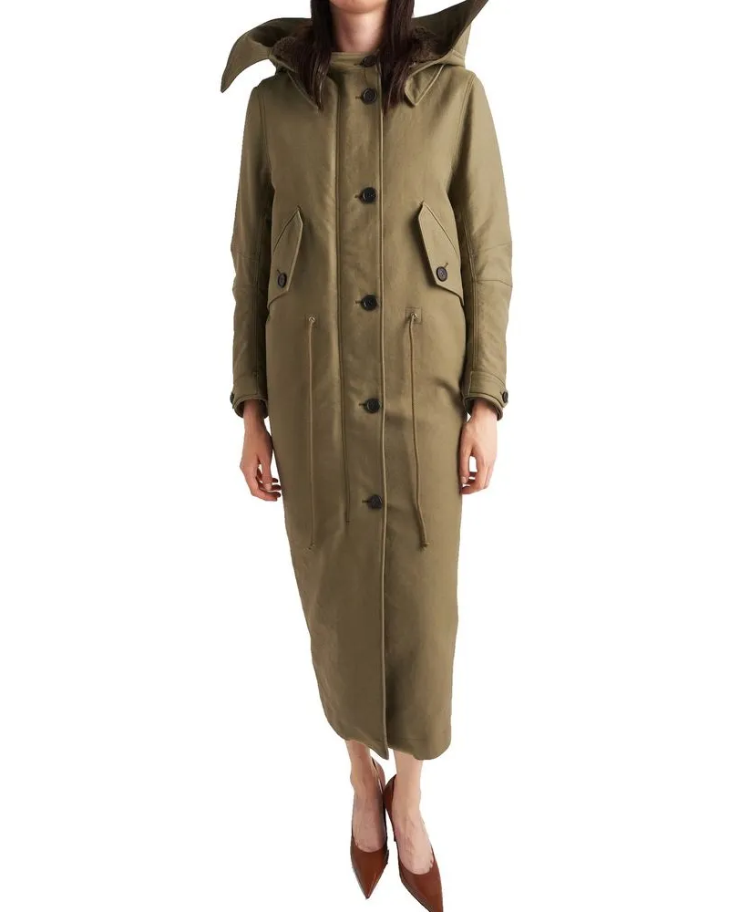 Prada Women's Bicolor Polyamide Coat Clothing Beige