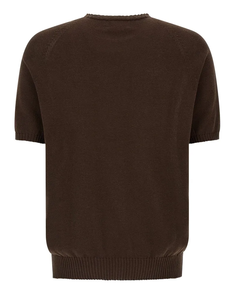 MA'RY'YA Cotton Crew-Neck Sweater — Brown Brown
