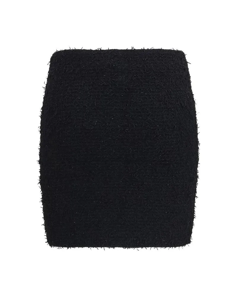 Balmain Tweed with Logo Buttons Mini Skirt — Black Black