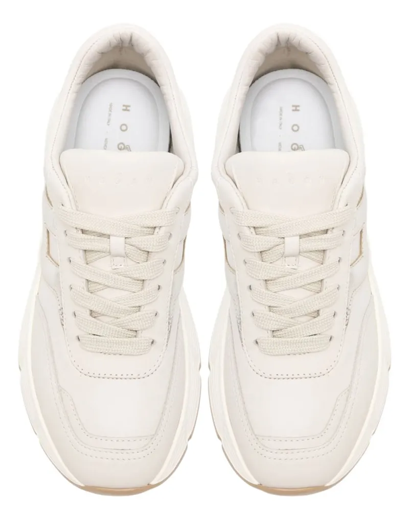 Hogan Calfskin and Mutton Trainer — Beige Beige