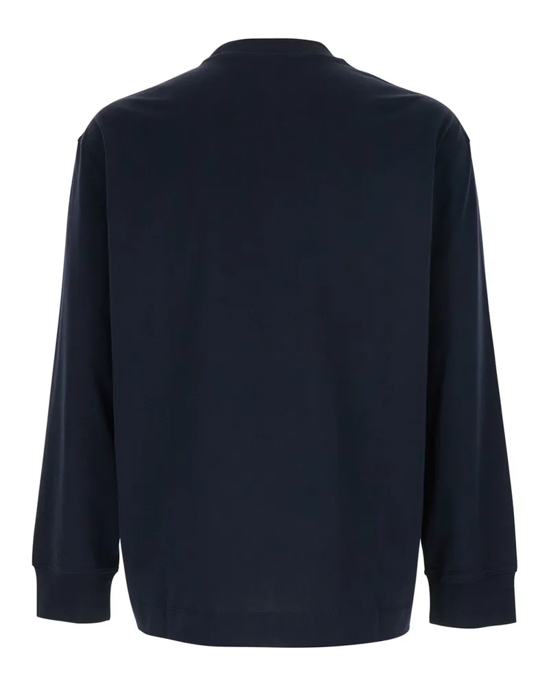 Emporio Armani Logo-Embroidered Cotton T-Shirt — Navy Navy