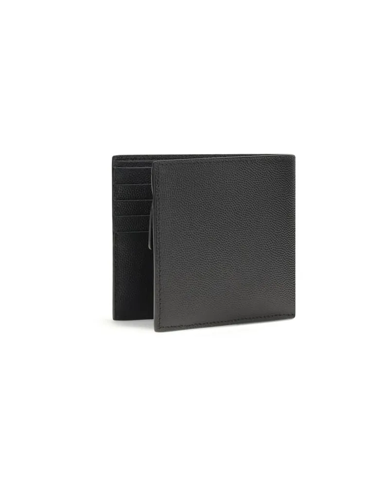 Saint Laurent Men's Black Calf Leather Bos Taurus Wallet Black
