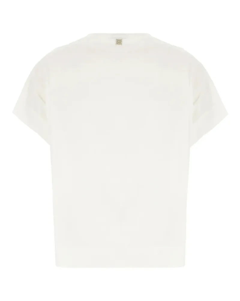 PANICALE Cashmere Women's Sequin-Embellished Embroidered T-Shirt Ss26 W Cream