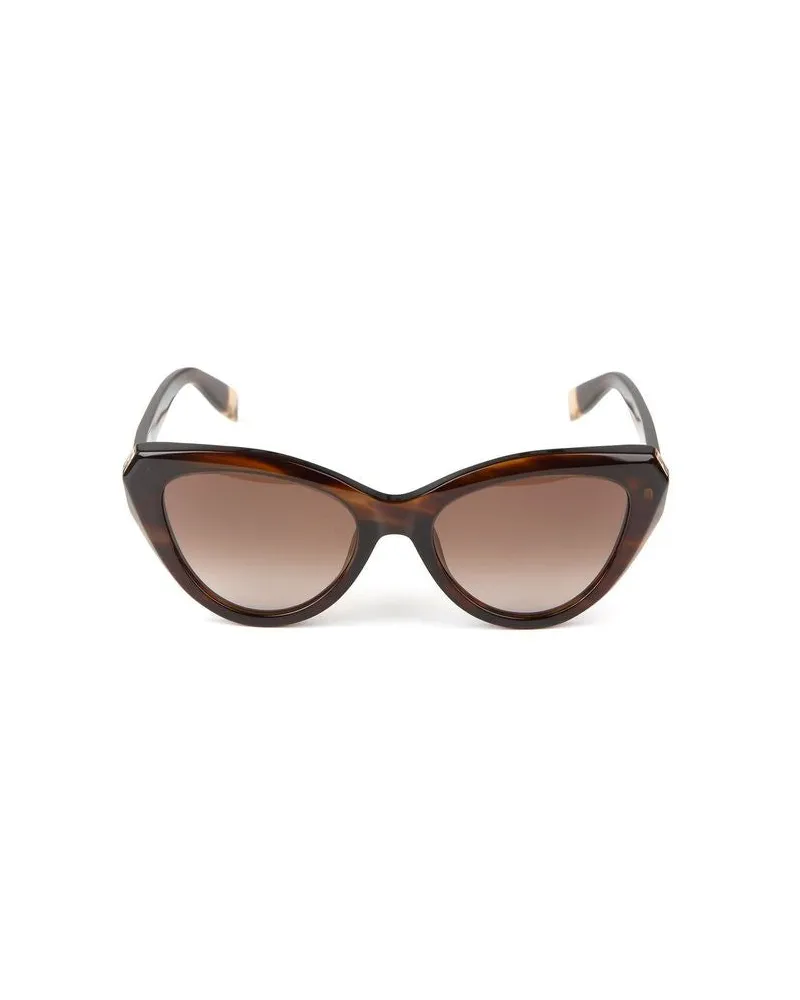 Furla Women's Sunglasses Glossy Brown Striped Havana Acetate Brown