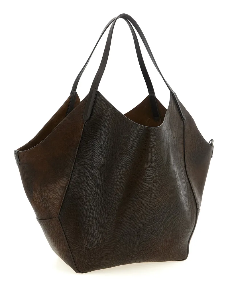 Brunello Cucinelli Calfskin Tote Bag — Brown Brown