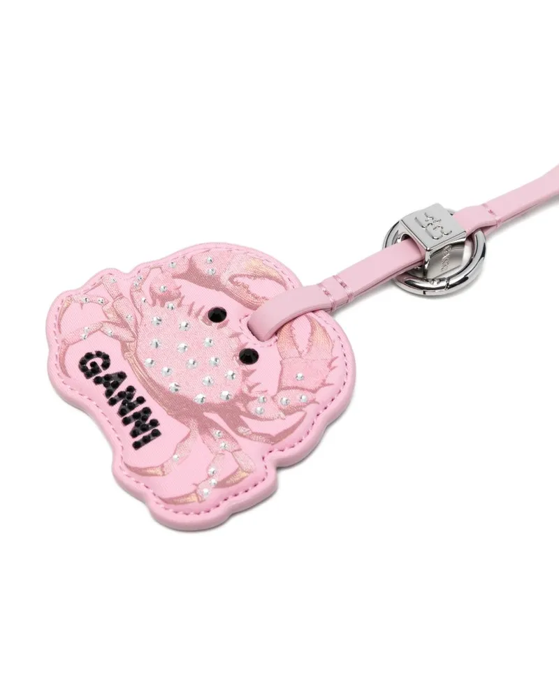 Ganni Crab-Shaped Crystal-Embellished Coin Purse — Pink Pink