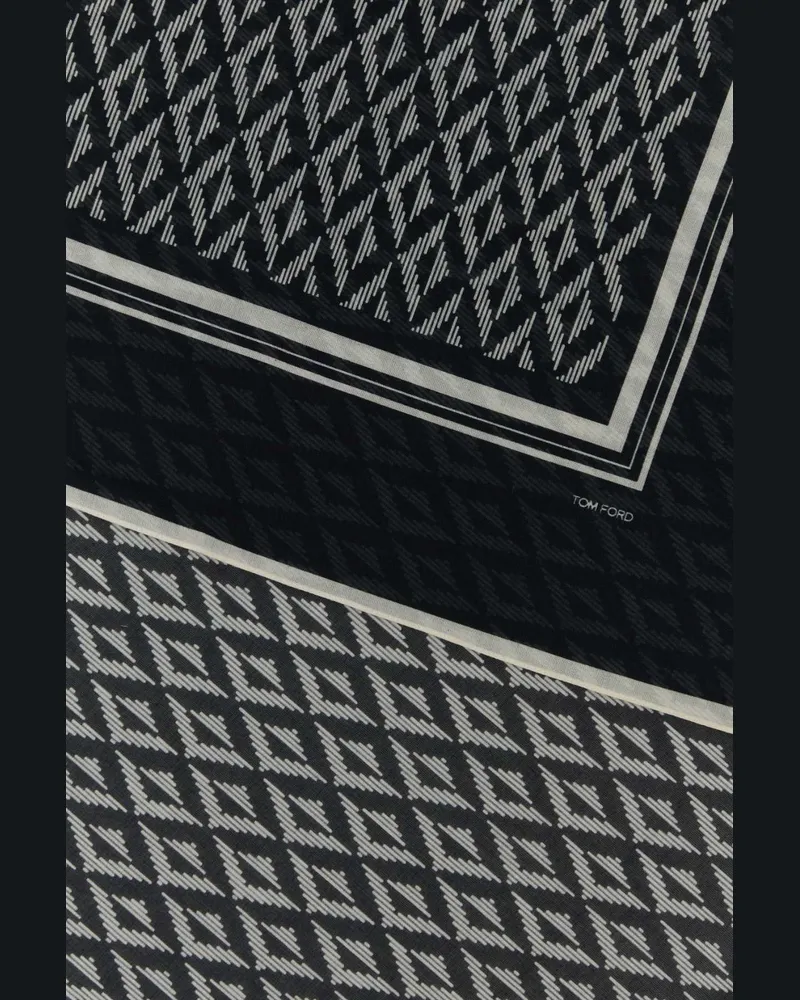 Tom Ford Men's Printed Cotton Scarf Ecrublack Exterior: Extra-Accessori Black