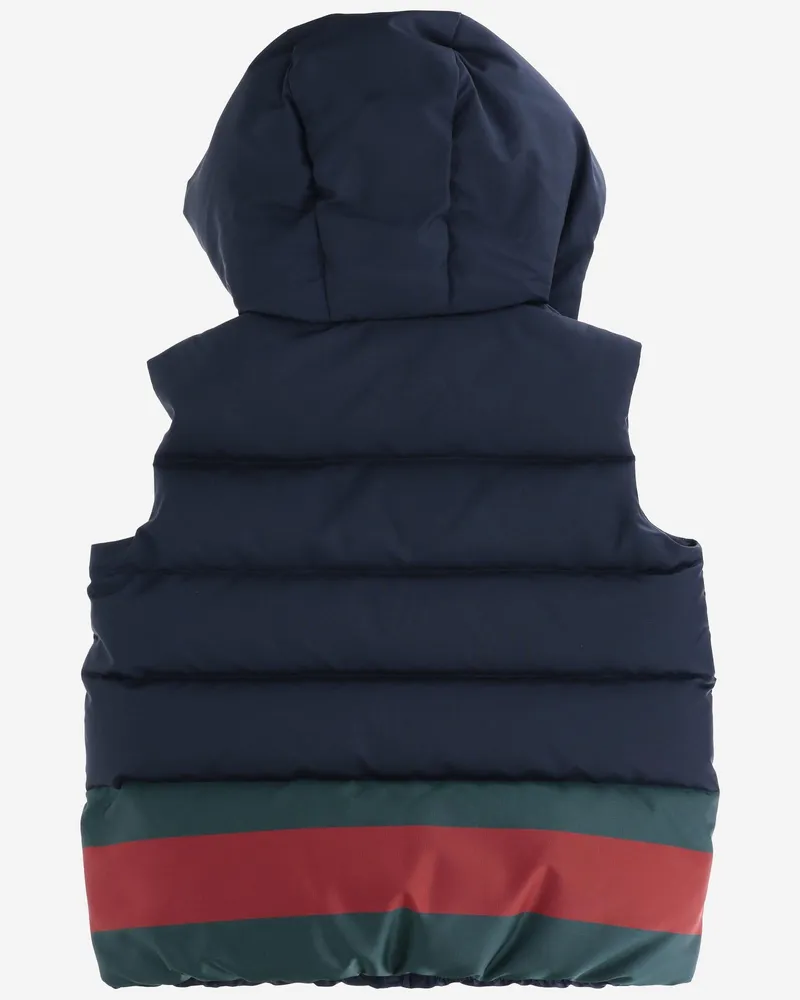 Gucci Boys' Padded Vest With Web Navy Polyester Waistcoat & Gilet Navy