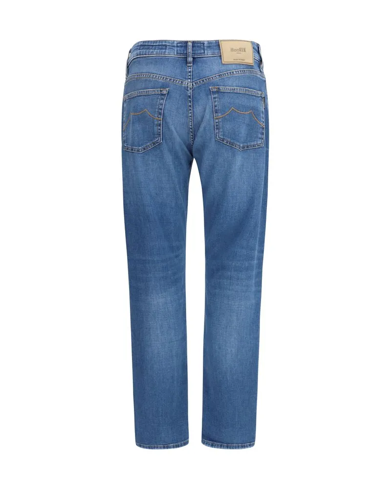MOORER Men's Blue Cotton Straight-Leg Jeans Clothing Blue