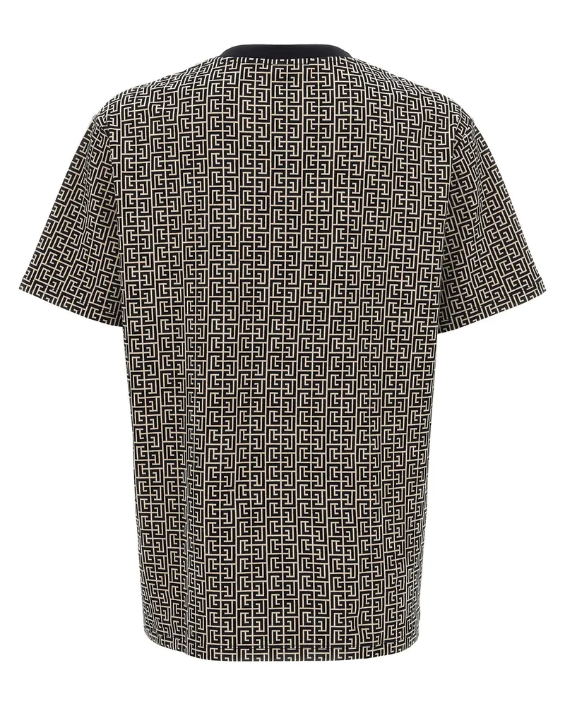 Balmain Monogram Print T-Shirt — Black Black