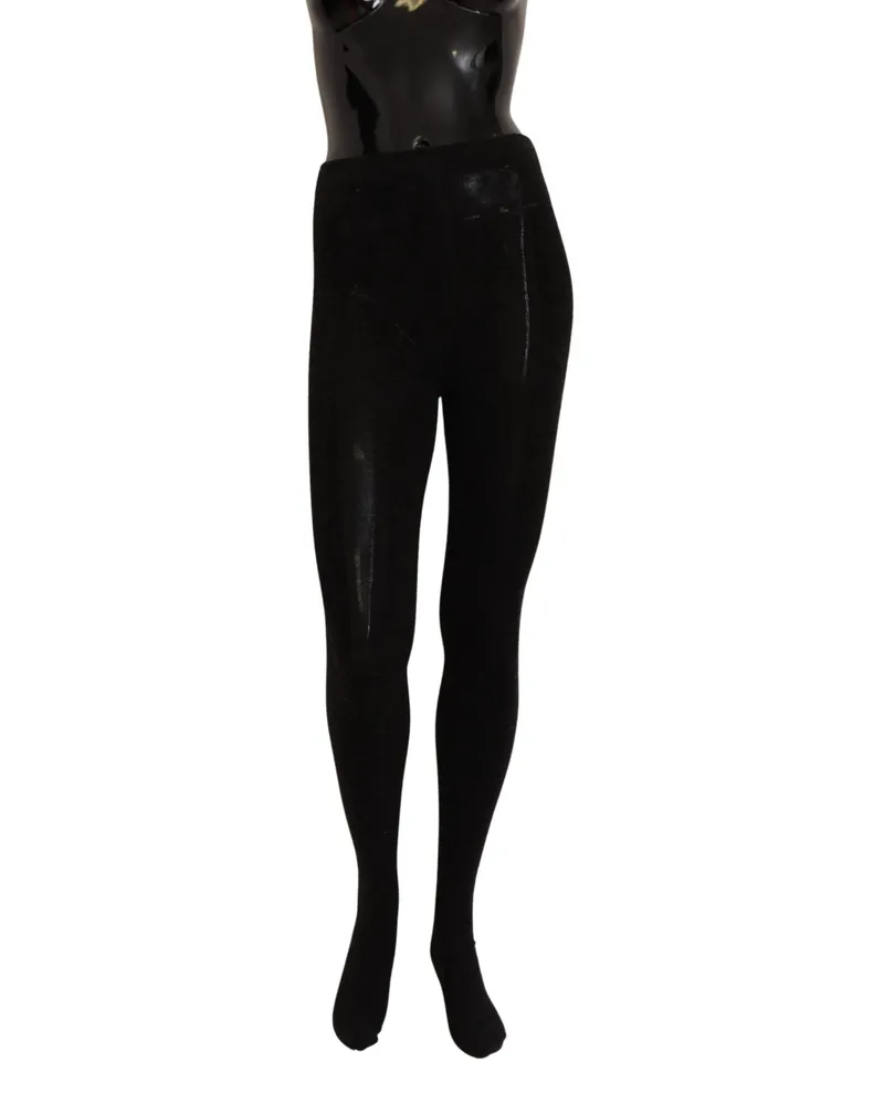 Dolce & Gabbana Women Black Wool Stretch Tights Stocking Socks Pc Nylon Elastane Clothing Black
