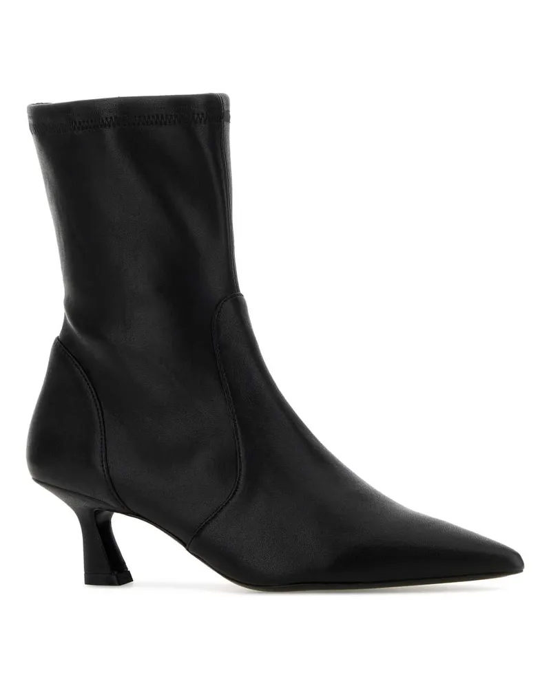 Stuart Weitzman Women's Black Leather Vinnie Ankle Boots Scarpe Con Tacco Black