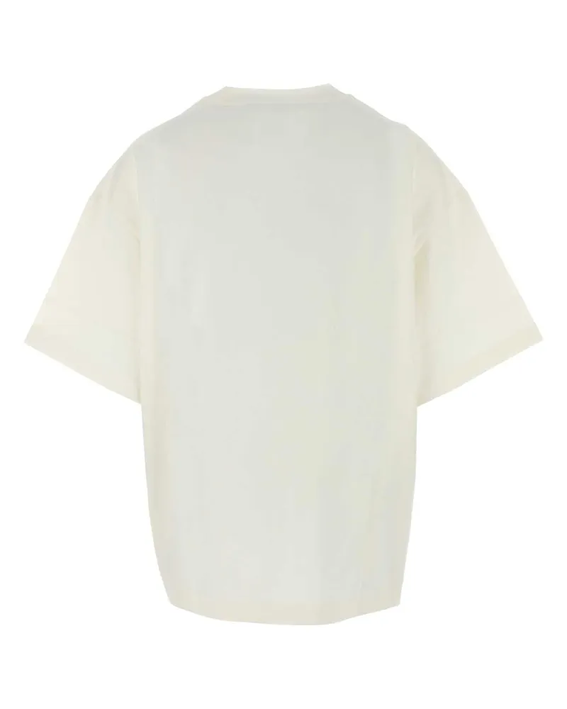 Jil Sander Women's White Cotton T-Shirt Porcelain Cotone White