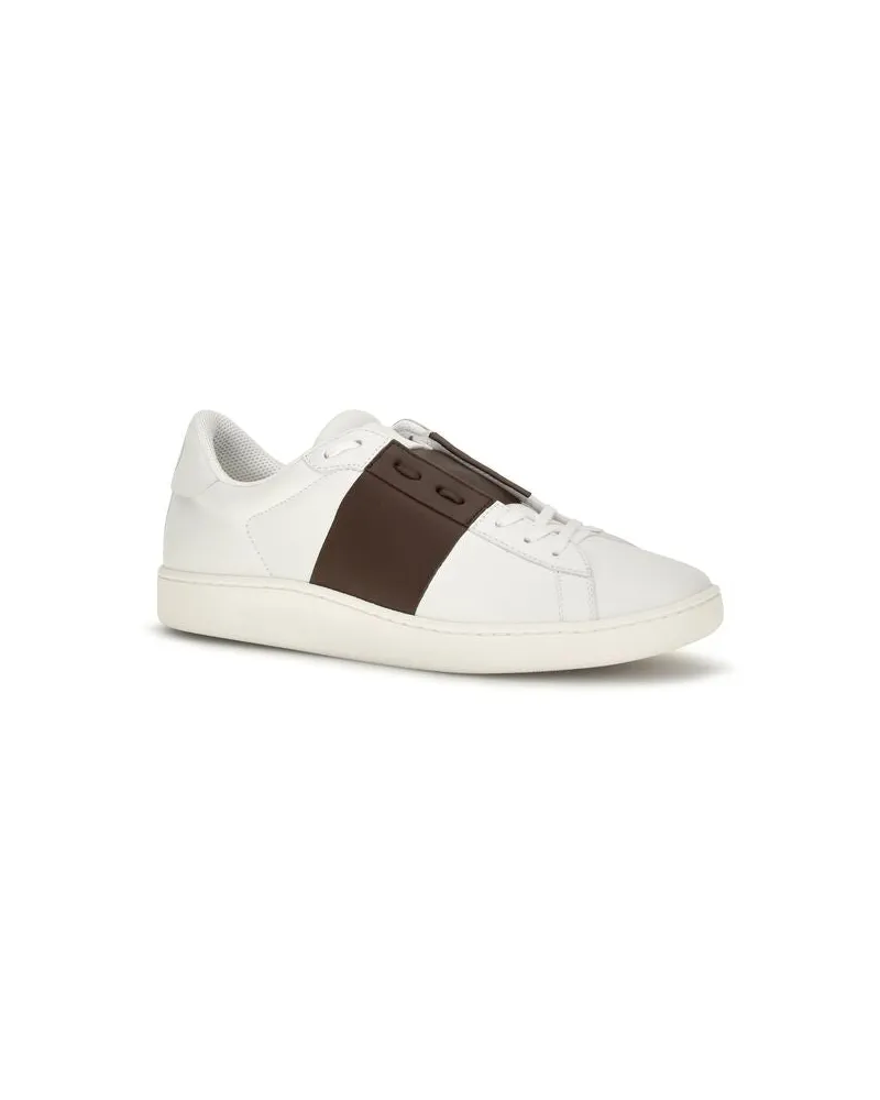 Valentino Garavani Men's White Calf Leather Bos Taurus Low Top Sneakers White