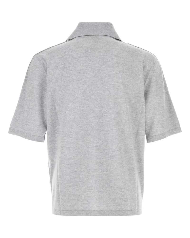 Bottega Veneta Men's Grey Wool Polo Shirt Greymelange Exterior Gray