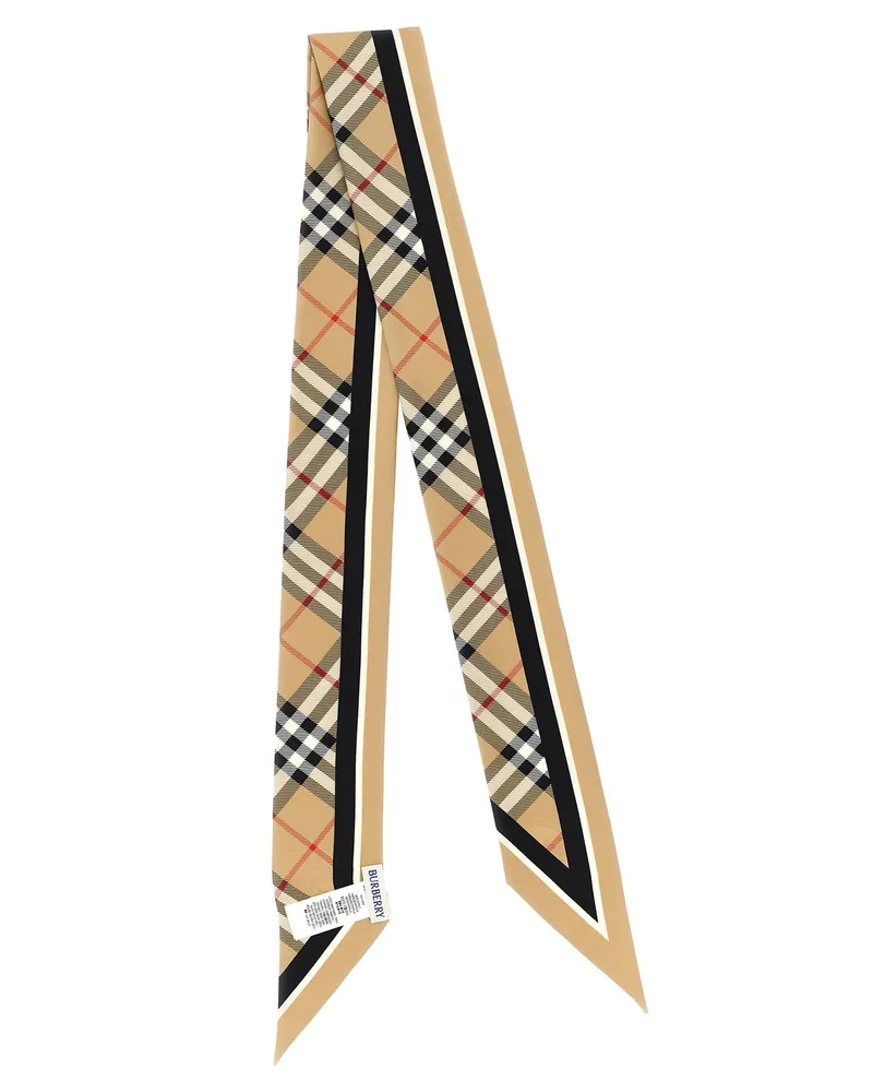Burberry Check-Print Silk Twill Scarf — Camel Camel