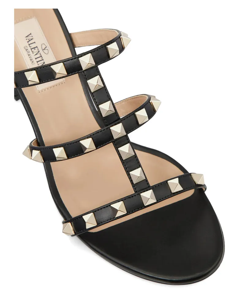 Valentino Garavani Women's Rockstud Sandals Black Leather Calf Outer And Sole Black